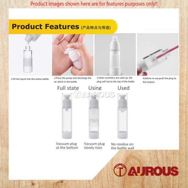 TRANSPARENT PLASTIC PORTABLE TRAVEL AIRLESS TUBELESS VACUUM PUMP EMPTY BOTTLE (LOTION PUMP / MIST SPRAY) - Image 8
