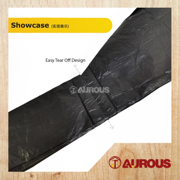 PORTABLE SMALL BLACK RUBBISH GARBAGE BAG WITH HANDLE 45CM X 60CM (20PCS/ROLL) - Image 4