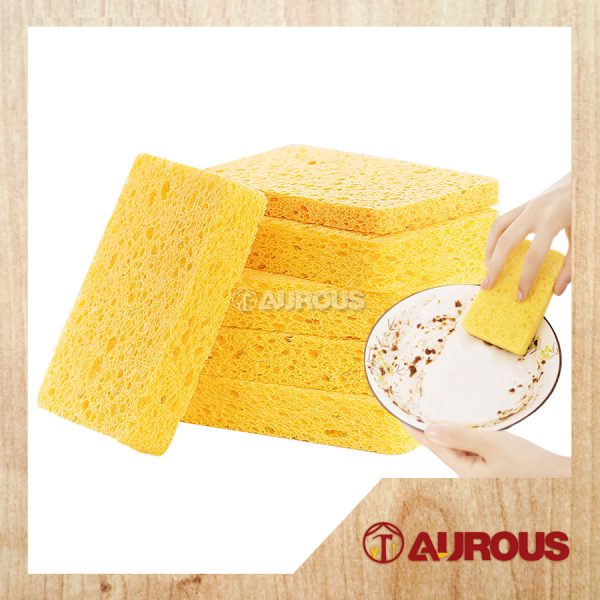 BIO-DEGRADABLE NATURAL WOOD PULP FIBER MAGIC CLEANING SPONGE YELLOW PAD (1 PIECE)