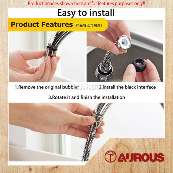 CHROME FUNCTIONAL KITCHEN SINK FLEXIBLE FAUCET TAP EXTENSION 360° ROTATABLE SWIVEL (SILVER) - Image 6