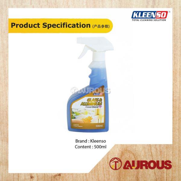 KLEENSO ANTI-DUST FLOWER FRAGRANCE GLASS & ALUMINIUM FRAME CLEANER (500ML) - Image 3