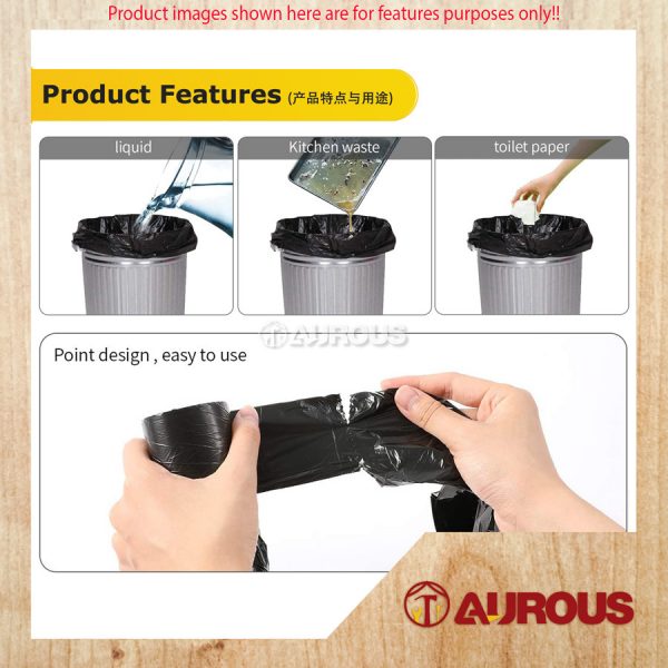 PORTABLE SMALL BLACK RUBBISH GARBAGE BAG WITH HANDLE 45CM X 60CM (20PCS/ROLL) - Image 6
