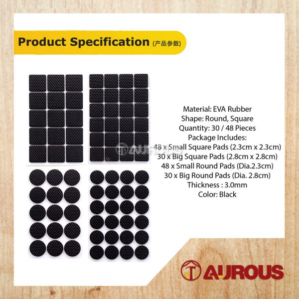 SELF ADHESIVE ANTI-SLIP FLOOR ANTI SKID BLACK RUBBER FURNITURE PROTECTOR PADS - Image 4