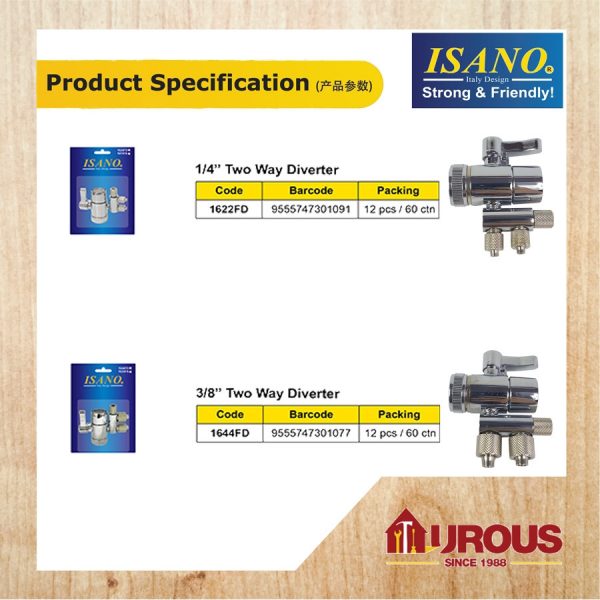 ISANO TWO WAY DIVERTER 1622FD / 1644FD ( 1/4'' , 3/8'' ) - USE FOR WATER FILTER - Image 7