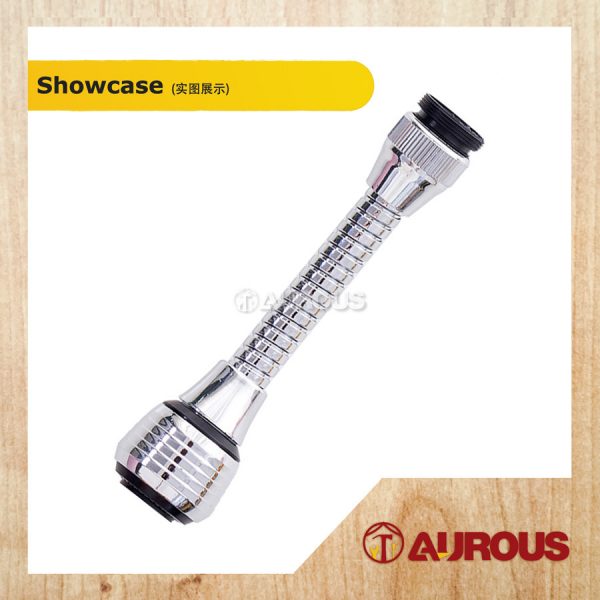CHROME FUNCTIONAL KITCHEN SINK FLEXIBLE FAUCET TAP EXTENSION 360° ROTATABLE SWIVEL (SILVER) - Image 2