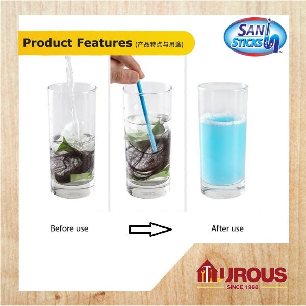 SANI STICKS ENZYME STICK PIPE DEODORIZER PREVENT CLOGS DRAIN CLEANER [BLUE] 12PCS STICK - Image 6