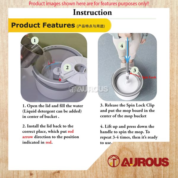 HANDS FREE LAZY DUST MOP SEWAGE SEPARATION CLEAN & DIRTY DESGIN NANO MICROFIBER AUTOMATIC ROTATING SPIN MOP SET WITH BUCKET - Image 7