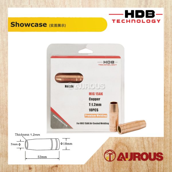 HDB TECHNOLOGY MIG COPPER GAS NOZZLE FOR MIG AIR COOLED WELDING TORCH - (1 PIECE) - Image 2