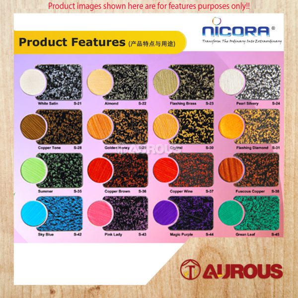 NICORA SIESON WATER BORNE DECORATIVE PAINT FOR INTERIOR & EXTERIOR 250G (S-35 to S-48) - Image 5
