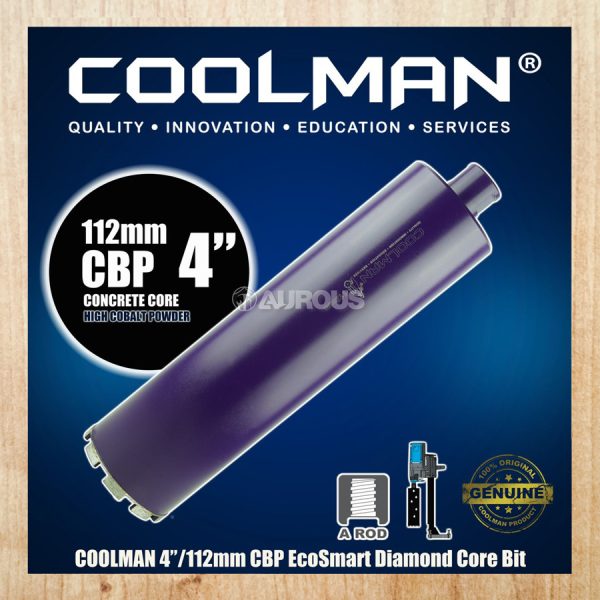 COOLMAN®️ 4" DIAMOND CORE BIT CBP ECOSMART A-ROP THREAD 112MM X 450MM (CBP-112)