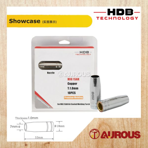 HDB TECHNOLOGY MIG CHROME COPPER GAS NOZZLE FOR MIG AIR COOLED WELDING TORCH - (1 PIECE) - Image 2