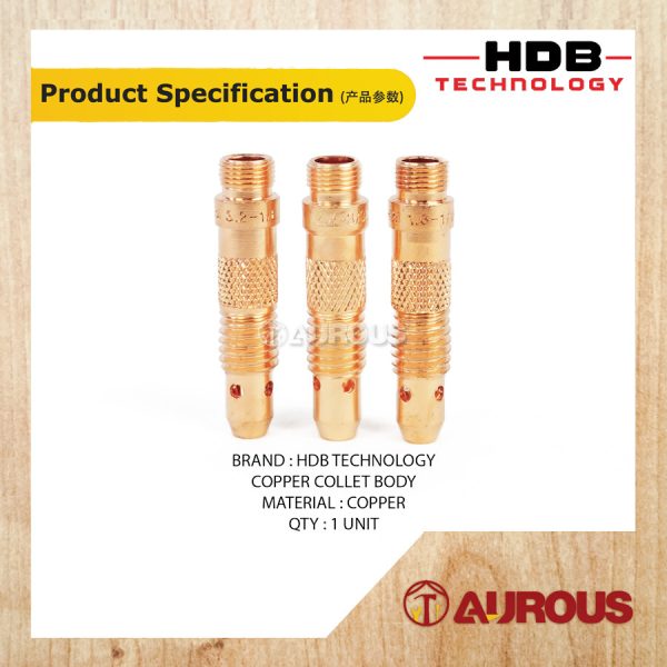 HDB TECHNOLOGY TIG COLLET BODY NOZZLE TORCHES TIG WP-17/18/26 (COPPER) - Image 7