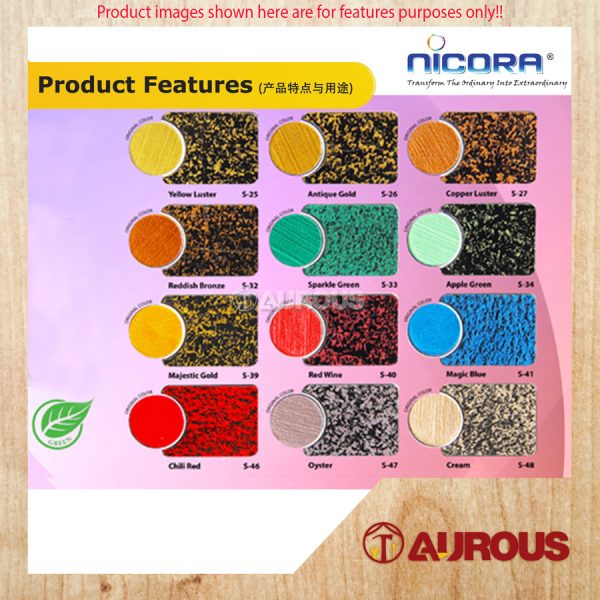 NICORA SIESON WATER BORNE DECORATIVE PAINT FOR INTERIOR & EXTERIOR 250G (S-35 to S-48) - Image 6