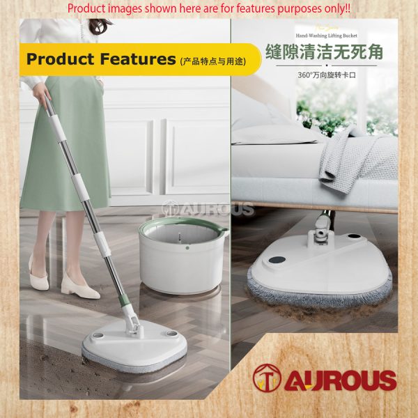 HANDS FREE LAZY DUST MOP SEWAGE SEPARATION CLEAN & DIRTY DESGIN NANO MICROFIBER AUTOMATIC ROTATING SPIN MOP SET WITH BUCKET - Image 8