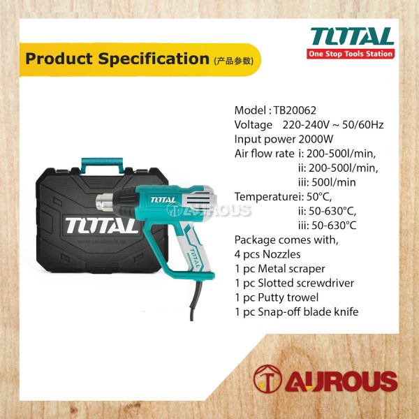 TOTAL HEAT GUN / HOT AIR GUN TB20062 2000W WITH LCD DISPLAY - Image 7