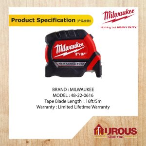 MILWAUKEE MEASURING TAPE 5M/16FT MAGNETIC 48-22-0616 - Image 3