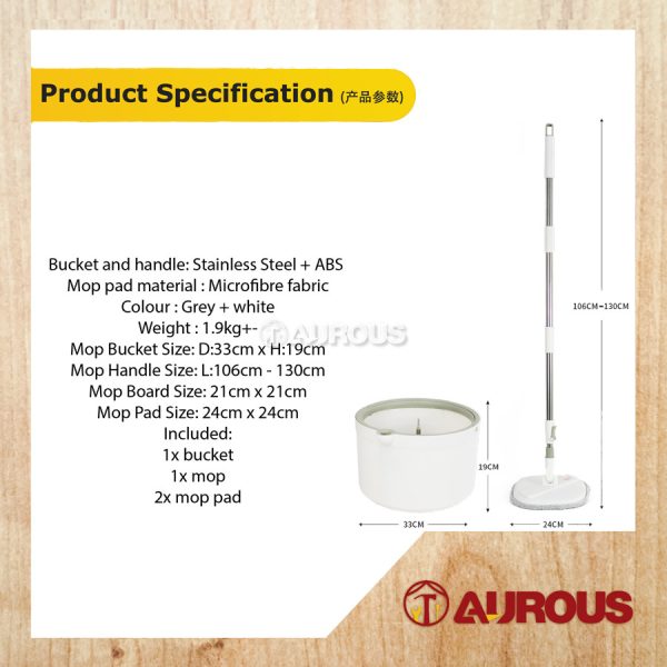 HANDS FREE LAZY DUST MOP SEWAGE SEPARATION CLEAN & DIRTY DESGIN NANO MICROFIBER AUTOMATIC ROTATING SPIN MOP SET WITH BUCKET - Image 5