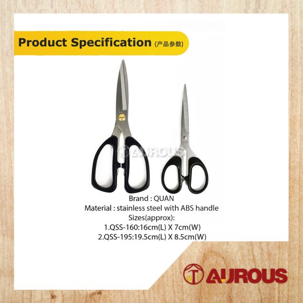 QUAN POWERFUL STAINLESS STEEL SCISSOR KITCHEN MULTIPURPOSE SCISSOR GUNTING (QSS-160 , QSS-195) - Image 4