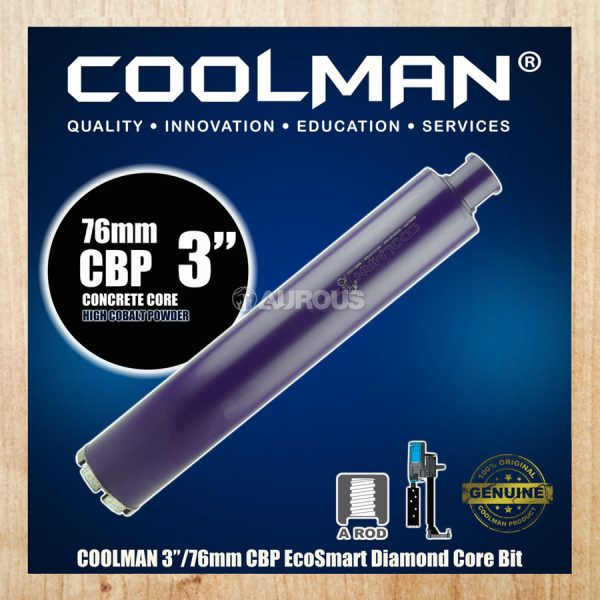 COOLMAN®️ 3" DIAMOND CORE BIT CBP ECOSMART A-ROP THREAD 76MM x 450MM (CBP-76)