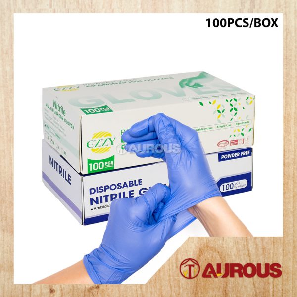 100PCS/BOX - VIOLET BLUE NITRILE THIN MIL LATEX POWDER FREE DISPOSABLE NITRILE HAND GLOVE (SIZE M / L)
