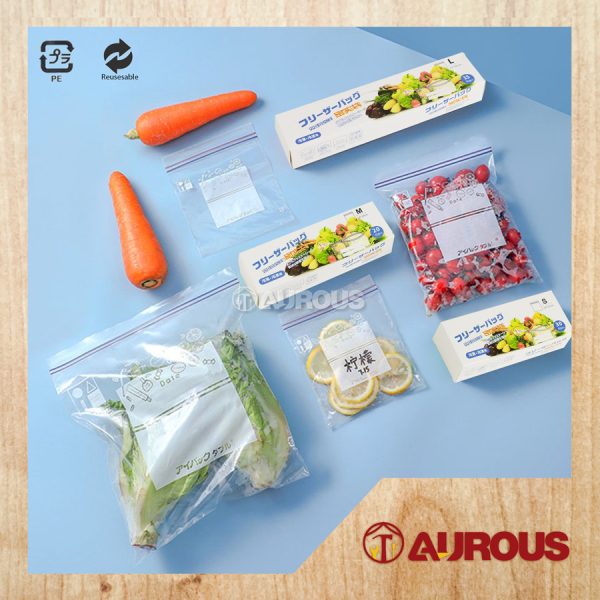 KITCHENWARE FOOD STORAGE BAG REUSABLE PACKAGING FOOD GRADE DOUBLE ZIP LOCK BAG (S/M/L)