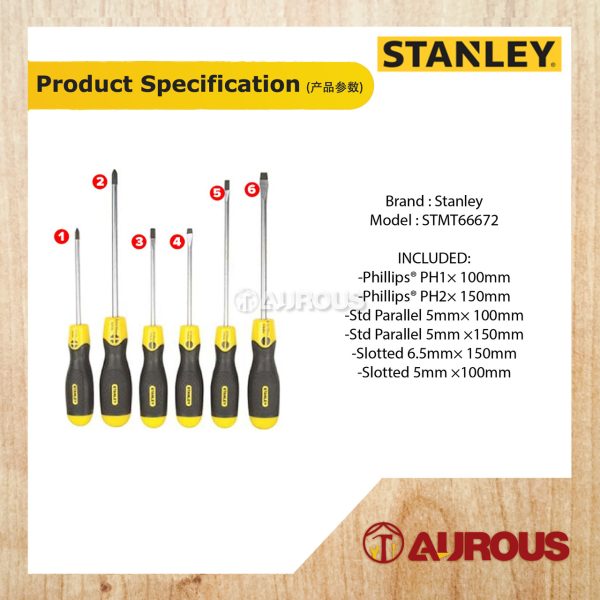 STANLEY CUSHION GRIP 6 PCS SCREWDRIVER SET STMT66672 (66-672) - Image 5