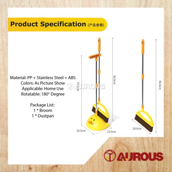 YELLOW DUCK HOME KITCHEN MAGIC BROOM AND DUST PAN SET NON STICK SWEEPING HANDY TOOL PENYAPU & PENYODOK SET - Image 5