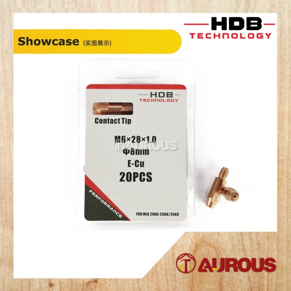 HDB TECHNOLOGY WELDING MB CONTACT TIP MIG 24KD/25AK/26KD M6x28 DIA.8MM (0.8MM/1.0MM/1.2MM) - Image 4