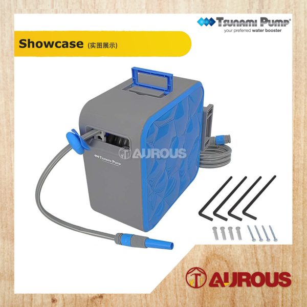 TSUNAMI PUMP AUTOMATIC RETRACTABLE & REWIND H2O CUBE WALL MOUNTED HOSE REEL 20 METER HC-20 - Image 3