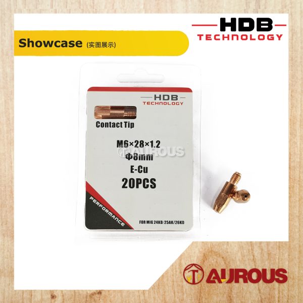 HDB TECHNOLOGY WELDING MB CONTACT TIP MIG 24KD/25AK/26KD M6x28 DIA.8MM (0.8MM/1.0MM/1.2MM) - Image 5