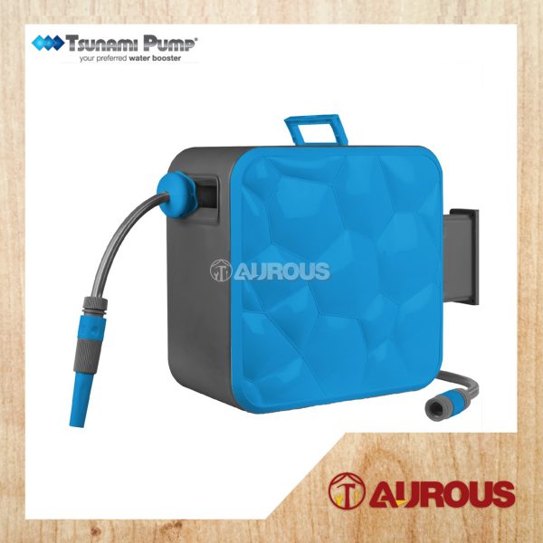 TSUNAMI PUMP AUTOMATIC RETRACTABLE & REWIND H2O CUBE WALL MOUNTED HOSE REEL 20 METER HC-20