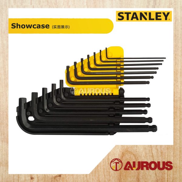 STANLEY LONG ARM 12PCS HEX KEY SET BALL TIPS 69-257 (3/32"-3/8") - Image 2