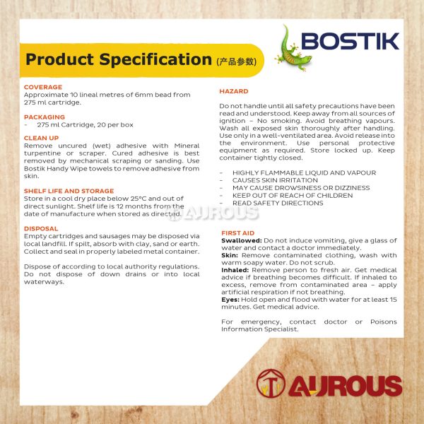 BOSTIK NO MORE NAILS MULTIPURPOSE CONSTRUCTION ADHESIVE 320G BEIGE (N310) - Image 5