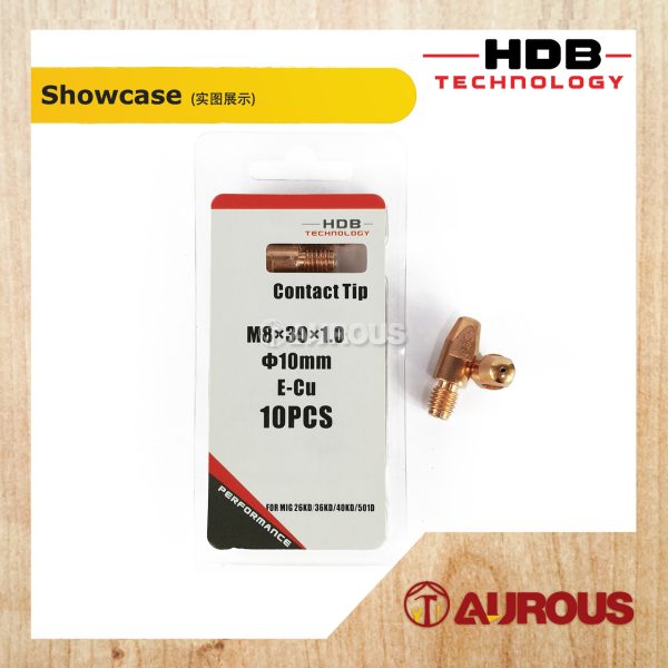 HDB TECHNOLOGY WELDING MB CONTACT TIP MIG 26KD/36KD/40KD/501D M8x30 DIA.10MM (0.8MM/1.0MM/1.2MM/1.6MM) - Image 4