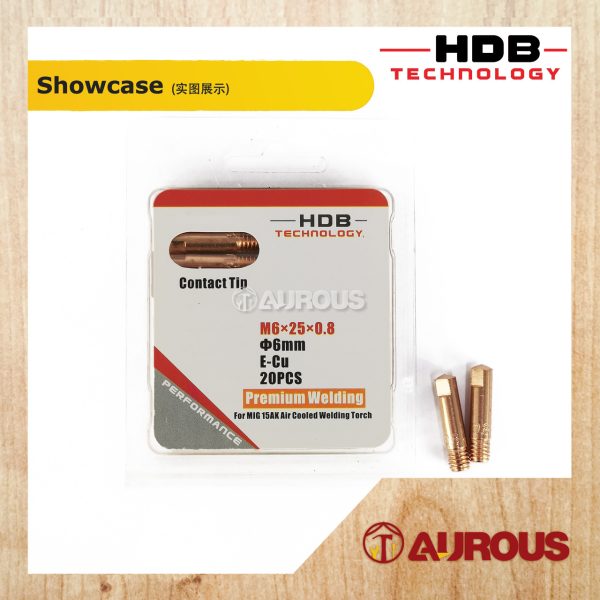 HDB TECHNOLOGY WELDING MB CONTACT TIP MIG 15AK M6x25 DIA.6MM (0.8MM/1.0MM) - Image 3