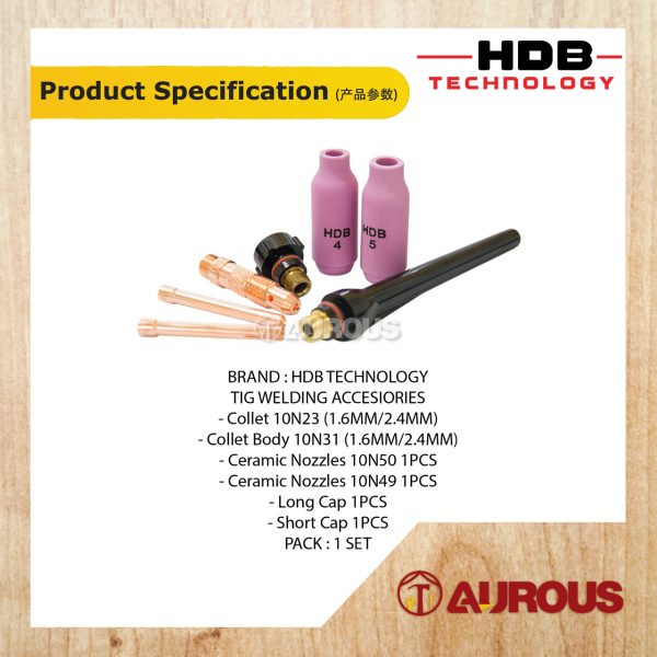 HDB TECHNOLOGY TIG WP17/18/26 WELDING ACCESSORIES SET (1.6MM/2.4MM) - Image 4