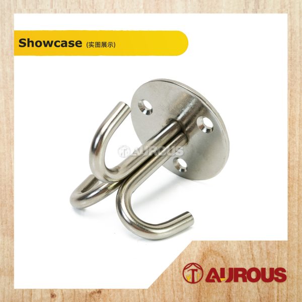 STAINLESS STEEL WALL MOUNT CEILING HOOK HANGER J HOOK WITH ROUND BASE / 3 JAW TYPE BRACKET - Image 4