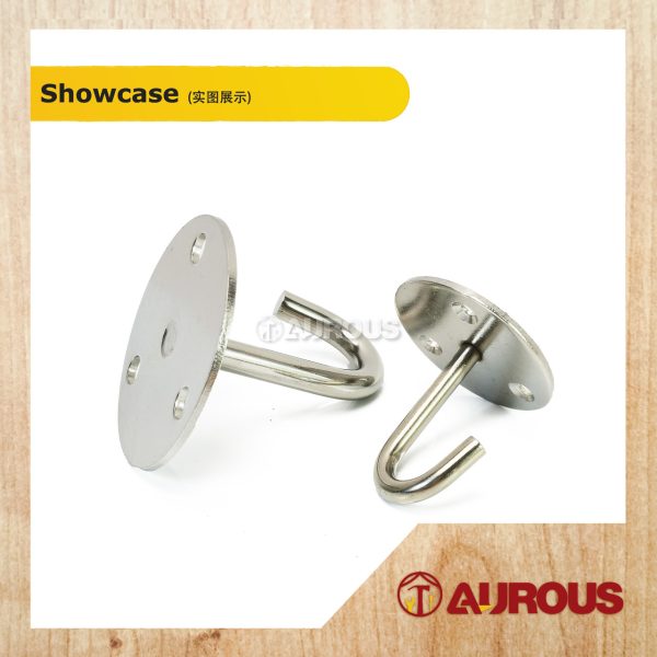 STAINLESS STEEL WALL MOUNT CEILING HOOK HANGER J HOOK WITH ROUND BASE / 3 JAW TYPE BRACKET - Image 3