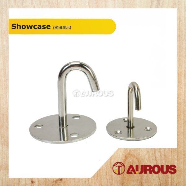 STAINLESS STEEL WALL MOUNT CEILING HOOK HANGER J HOOK WITH ROUND BASE / 3 JAW TYPE BRACKET - Image 2