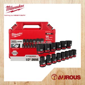 MILWAUKEE AUTOMOTIVE 6PT HEX 1/2'' DRIVE IMPACT SOCKET WRENCH KIT 14PCS SET 10MM TO 27MM (49-66-7013)