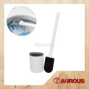 WALL MOUNTED TOILET BRUSH SILICONE BRISTLE BATHROOM CLEANING BOWL BRUSH KIT