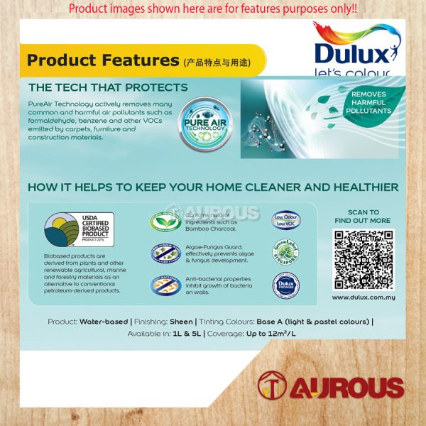 1 LITRE DULUX BETTER LIVING AIR CLEAN BIOBASED PURE AIR (P1) - Image 6