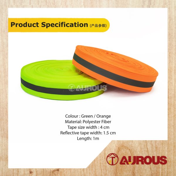 (1 METER) SAFETY SILVER RELECTIVE VISIBILITY TAP BAND STRAP CLOTH FABRIC STRIP WARNING BELT KESELAMATAN (ORANGE/GREEN) - Image 5