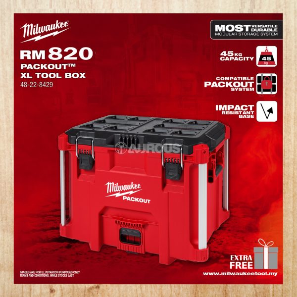 MILWAUKEE PACKOUT XL TOOL BOX UP TO 45KG CAPACITY (48-22-8429)