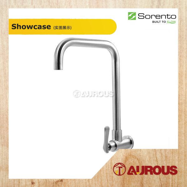 SORENTO STAINLESS STEEL WALL MOUNTED KITCHEN TAP SINK WATER TAP (SRTKT1842SS) - Image 2