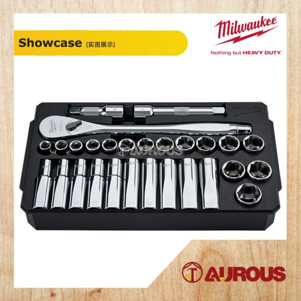 MILWAUKEE 1/2'' DRIVE METRIC 28PCS RACHET & SOCKET SET (4932-4718-64) - Image 4