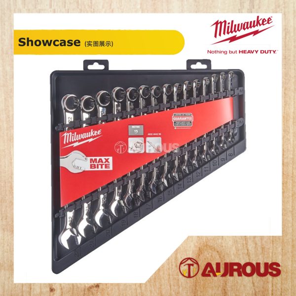 MILWAUKEE MAXBITE METRIC 15PC COMBINATION WRENCH SPANNAR SET (4932-4642-58) - Image 2