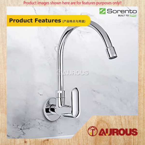 SORENTO WALL MOUNTED KITCHEN TAP SINK WATER TAP (SRTWT5847-FRG SRTWT5847-RG) - Image 6