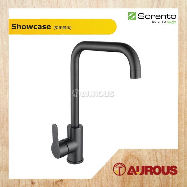 SORENTO STAINLESS STEEL PILLAR MOUNTED KITCHEN COLD TAP SINK WATER TAP SRTKT69SS-GM (GUN METAL) - Image 2