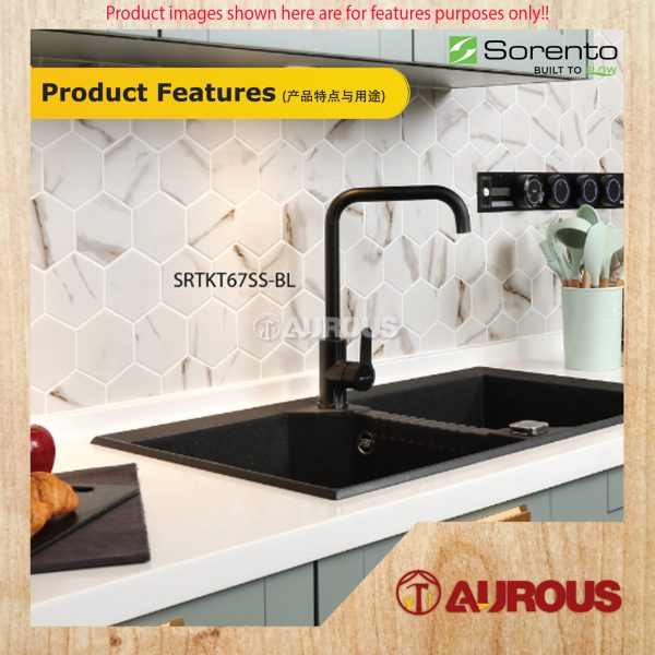 SORENTO STAINLESS STEEL PILLAR MOUNTED KITCHEN COLD TAP SINK WATER TAP SRTKT67SS-BL (MATT BLACK) - Image 4